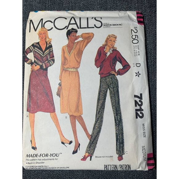 McCall's Misses Shirt Skirt Pants Sewing Pattern sz 14 16 7212 - uncut - Picture 1 of 4